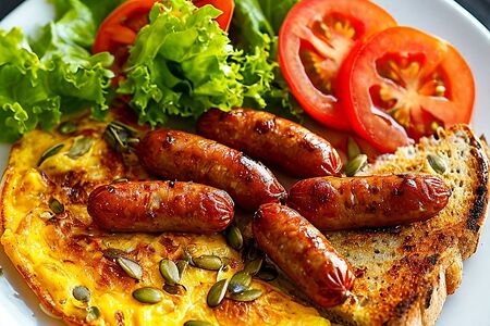 Омлет с сосисками