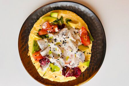 Омлет в сливочном соусе с грибами 