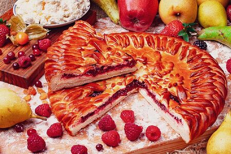 Пирог Малина-творог 