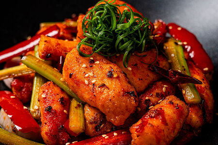 Краб на воке с овощами