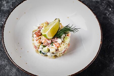 Оливье с лососем