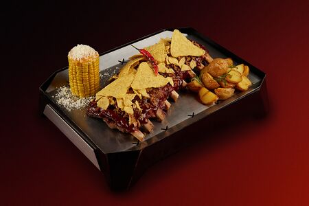 Рёбра свиные Баста size Extra Hot с начос