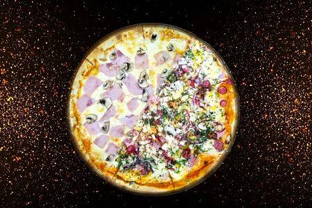 Пицца 50/50 Мясная и Грибная с ветчиной