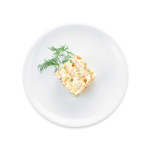 Оливье с красной рыбой