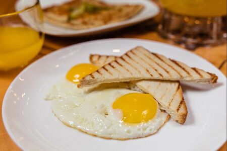 Глазунья с тостами