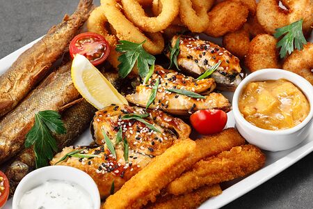 Жареный микс морепродуктов