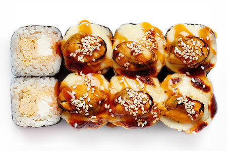 Запеченный с мидиями