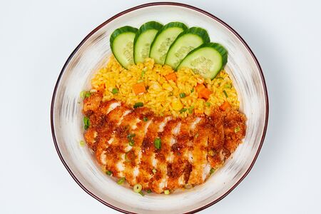 Жареный рис с курицей темпура