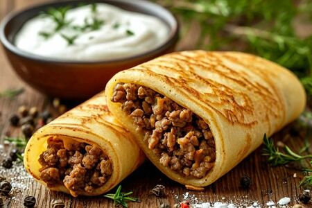 Домашние блины с мясом