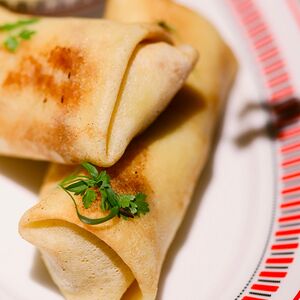 Блины с мясом и сметаной 