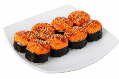 Запеченный с лососем и крабом