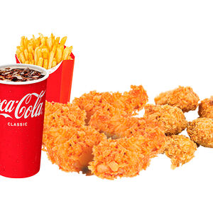 Крылья 5 шт. + Чикен Поп Корн 6 шт. + Фри + Coca-Cola 0,5