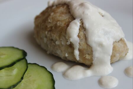 Котлета рыбная паровая в белом соусе