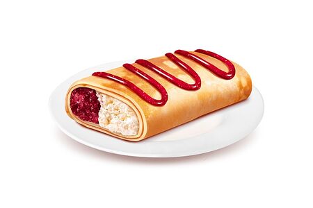 Блин-чизкейк с малиной 