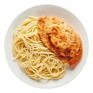 Курица по-французски со спагетти