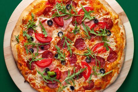 Ветчина-грибы тонкое тесто