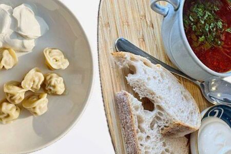 Комбо сытный обед Борщ и пельмени домашние