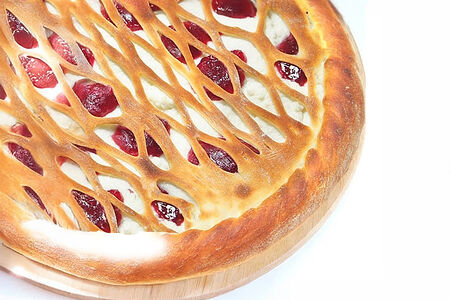 Сладкий Пирог творожный с малиной