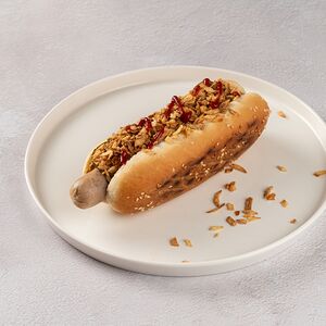 Датский хот-дог с cвинoй колбаской