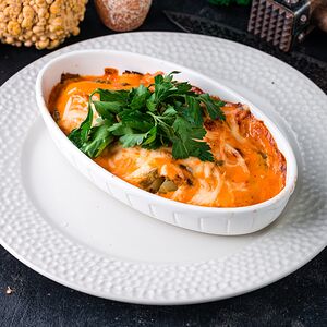 Запечённый язык с картофелем