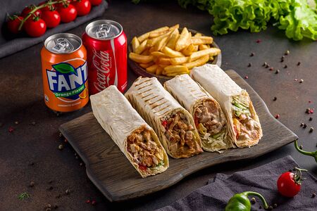 Шаурма классическая на двоих, картофель фри