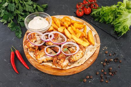 Комбо Крылышки и картофель по-деревенски