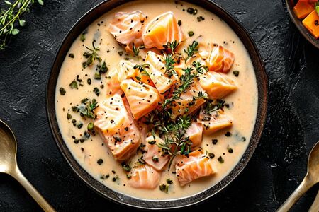 Суп сливочный с лососем
