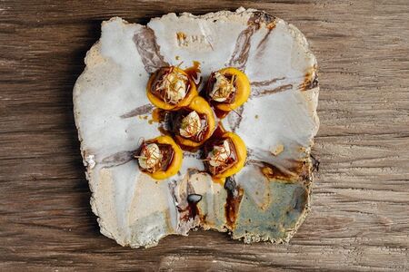 Ребро томленное 50 часов с тыквой и кидзами