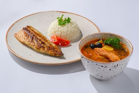 Скумбрия гриль с рисом Ланч