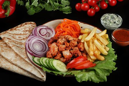 Шаурма на тарелке