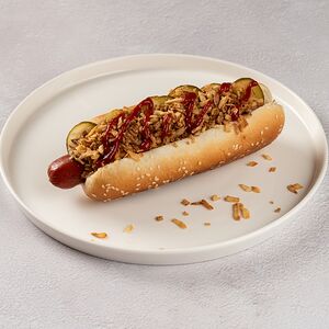 Датский хот-дог с говяжьей колбаской