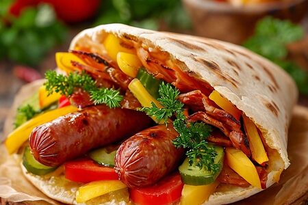 Хот-дог в лаваше с мясом