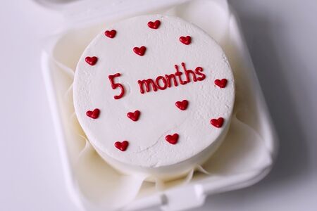 Бенто торт на день рождения малыша 5 месяцев с красными с сердечками 