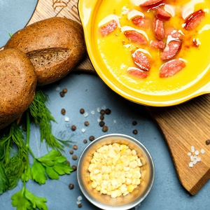 Суп-пюре гороховый с копченостями