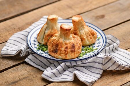 Жареные хинкали с грибами 