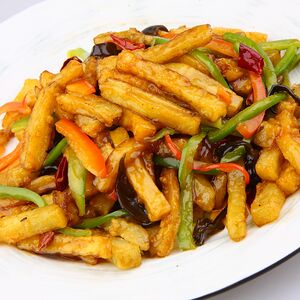 Жареные баклажаны в кисло-сладко-остром соусе