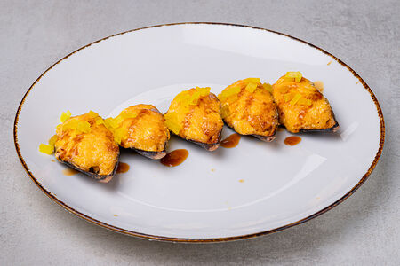 Запечённые мидии острые