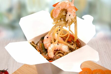 Удон сливочный с креветкой