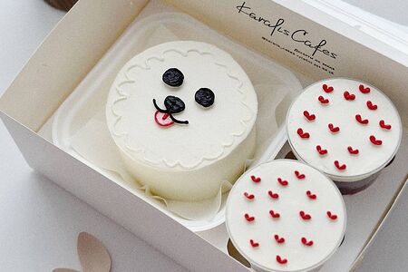 Набор Бенто-торт и стаканчики Собачка и сердечки 