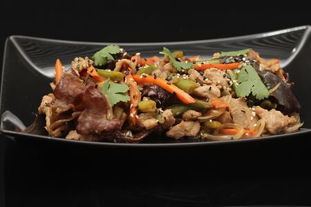 Свинина с черными грибами