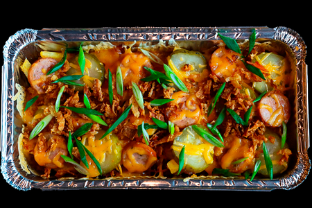 Роял фри с баварскими колбасками и фритюрным луком