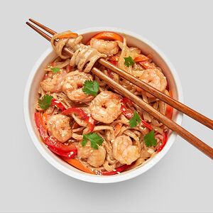 Удон с креветкой в сливочном соусе