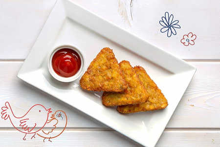 Детские хашбрауны с кетчупом