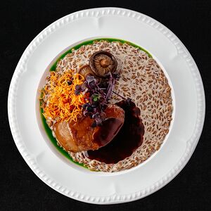 Язык с грибной полбой