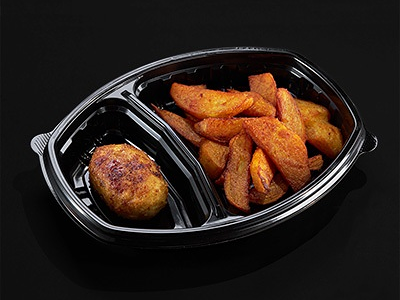 Картофель по-деревенски с куриной котлетой