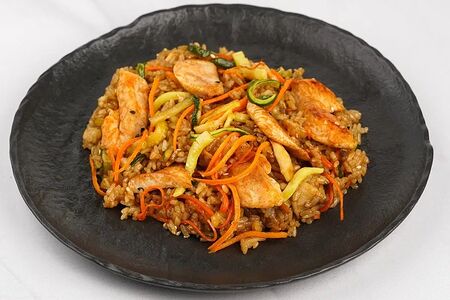 Рис с курицей в соусах терияки и sweet chili