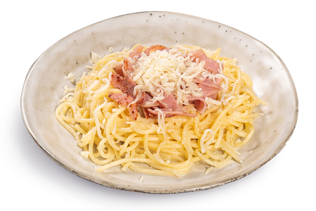 Спагетти с ветчиной и сыром