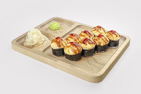 Роллы запеченные с пармезаном и крабовой палочкой