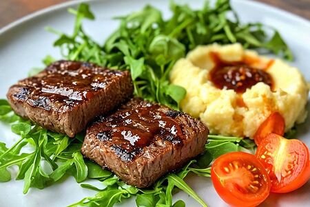 Говяжьи медальоны с картофельным пюре 