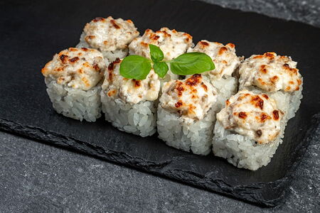 Запечённый лосось с шампиньонами